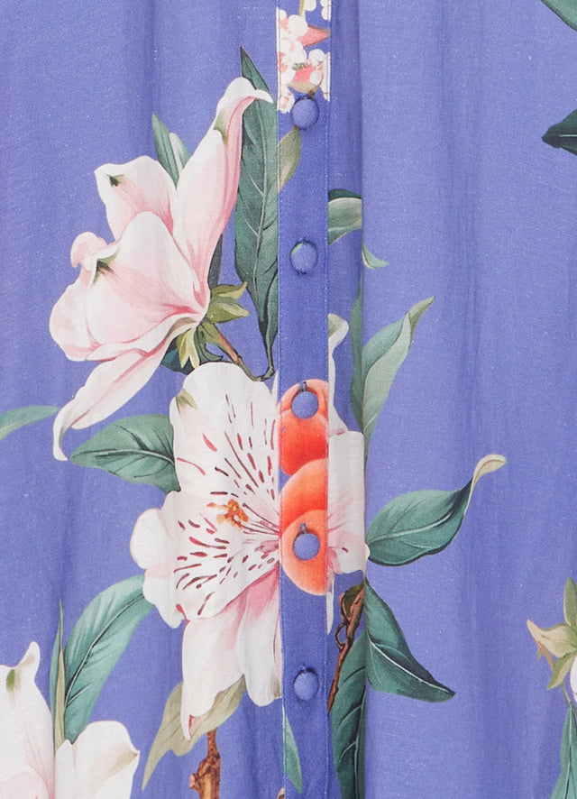 Exclusive LEO LIN Becca Short Sleeve Midi Dress - Lavish Print in Moonlight