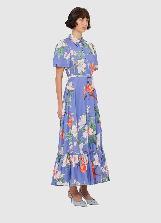 Exclusive LEO LIN Becca Short Sleeve Midi Dress - Lavish Print in Moonlight