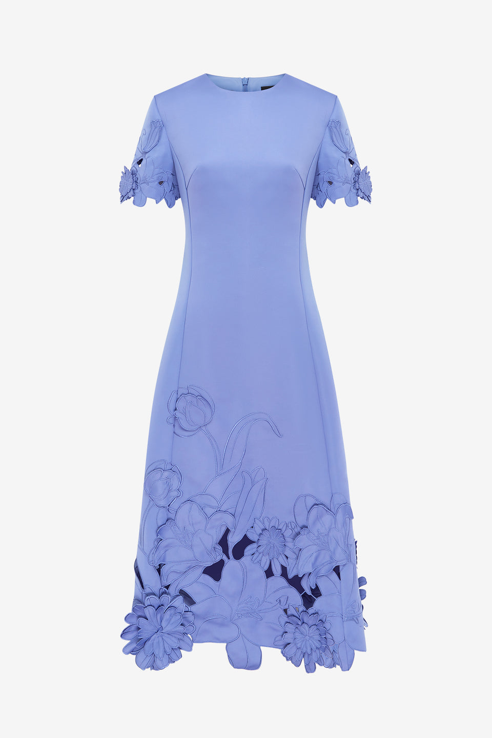 Exclusive LEO LIN Caroline Applique Short Sleeve Midi Dress - Moonlight