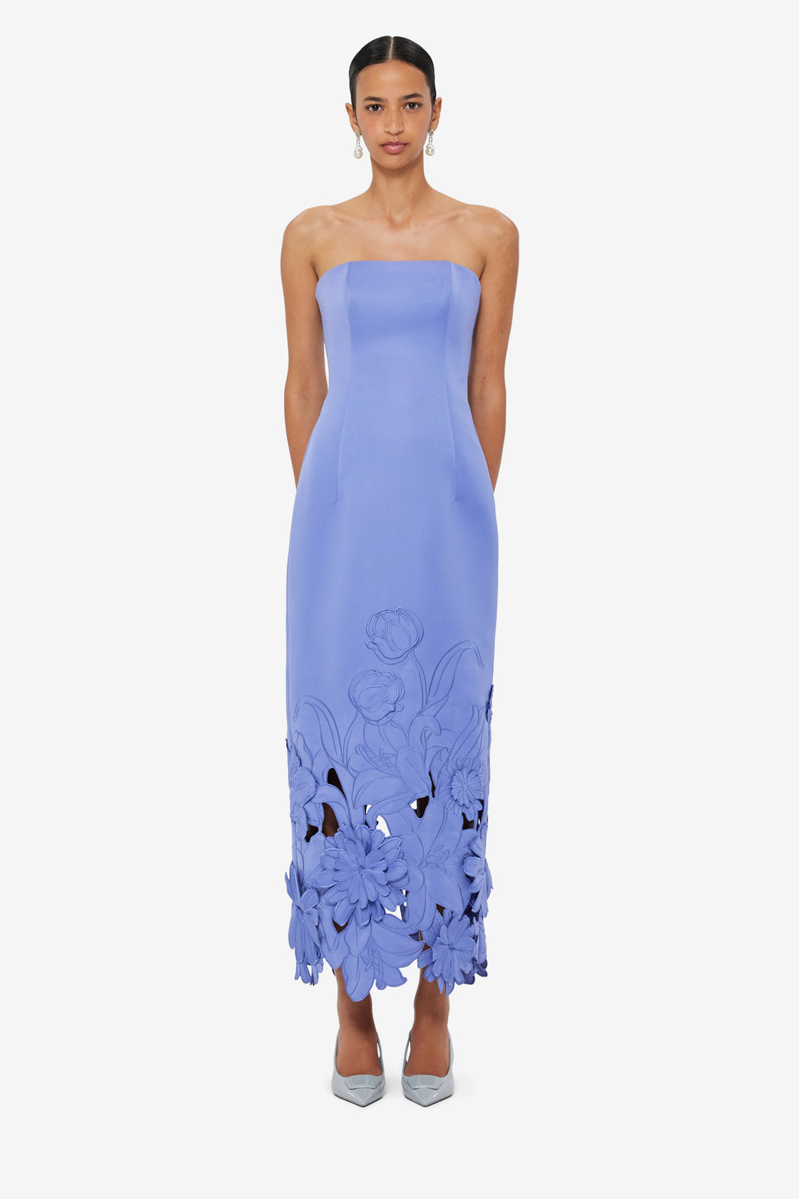 Exclusive LEO LIN Rayna Appliqué Bustier Maxi Dress - Moonlight