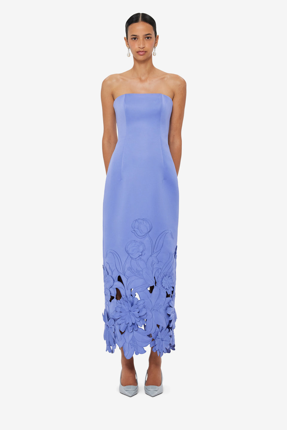 Exclusive LEO LIN Rayna Appliqué Bustier Maxi Dress - Moonlight