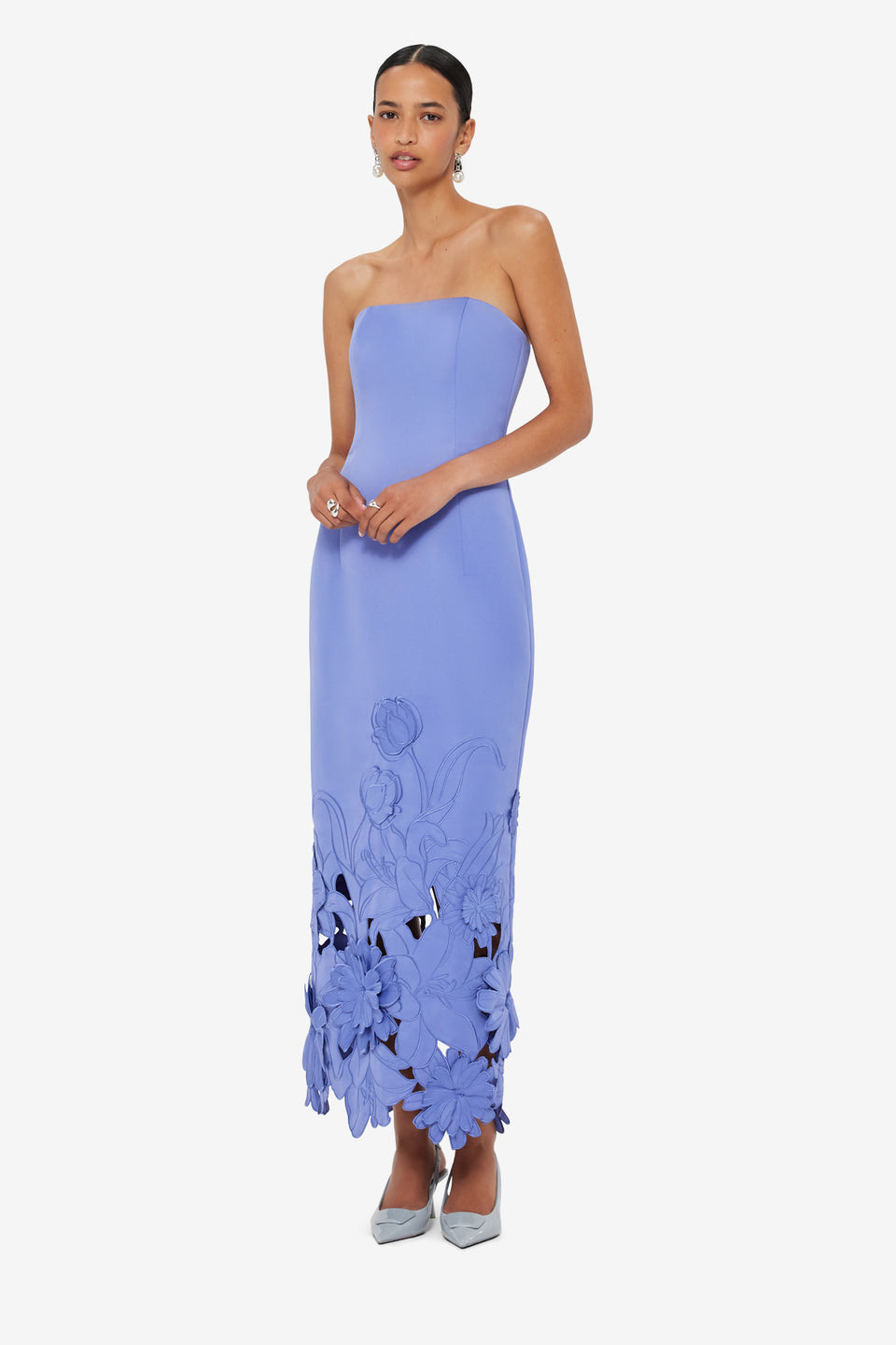 Exclusive LEO LIN Rayna Appliqué Bustier Maxi Dress - Moonlight