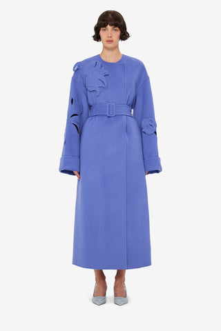Exclusive LEO LIN Celestine Applique Wool Coat - Moonlight