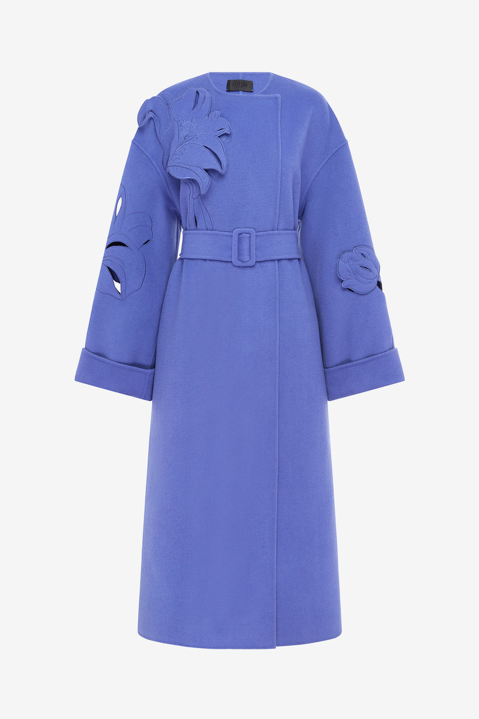 Exclusive LEO LIN Celestine Applique Wool Coat - Moonlight