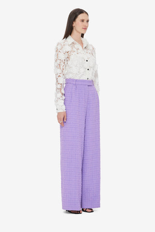 Exclusive LEO LIN Elisha Tweed Wide Leg Pants - Violet