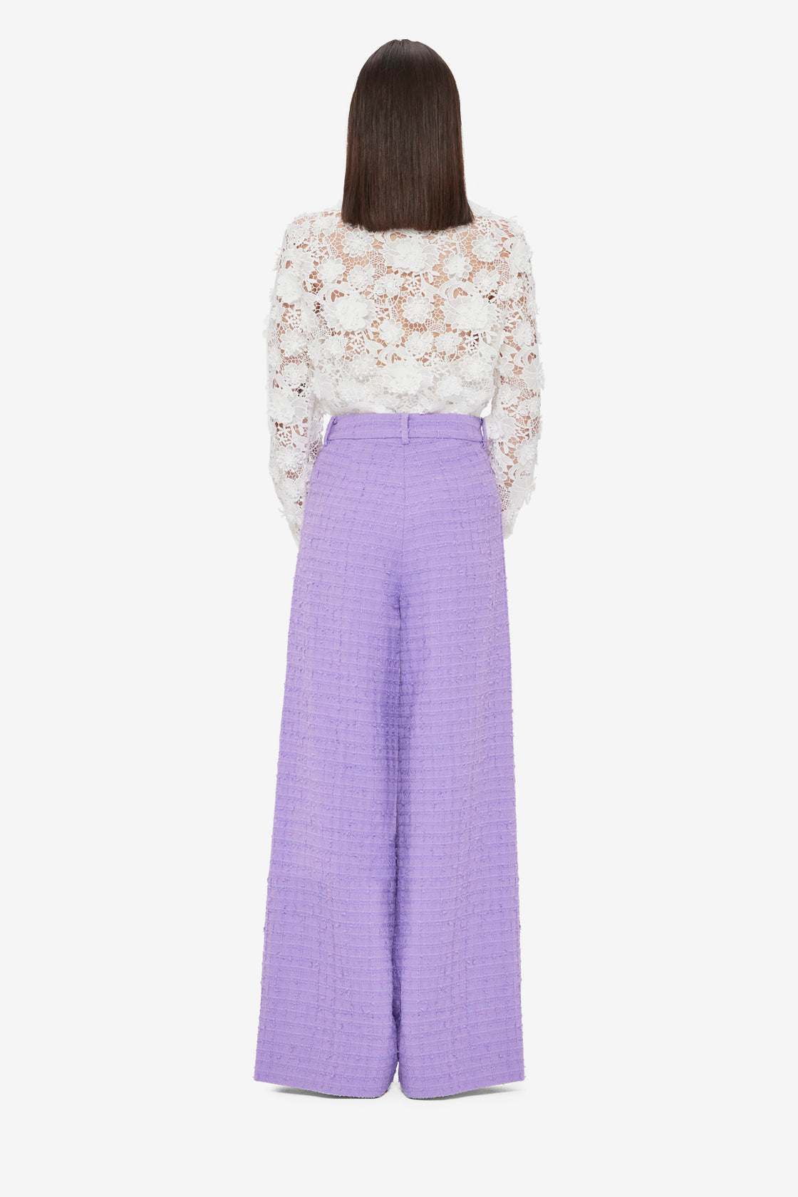 Exclusive LEO LIN Elisha Tweed Wide Leg Pants - Violet