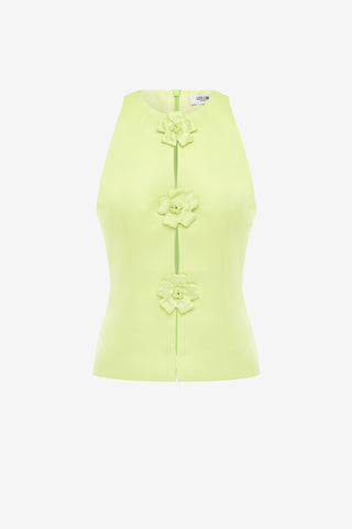 Exclusive LEO LIN Amelia Petal Top - Chartreuse