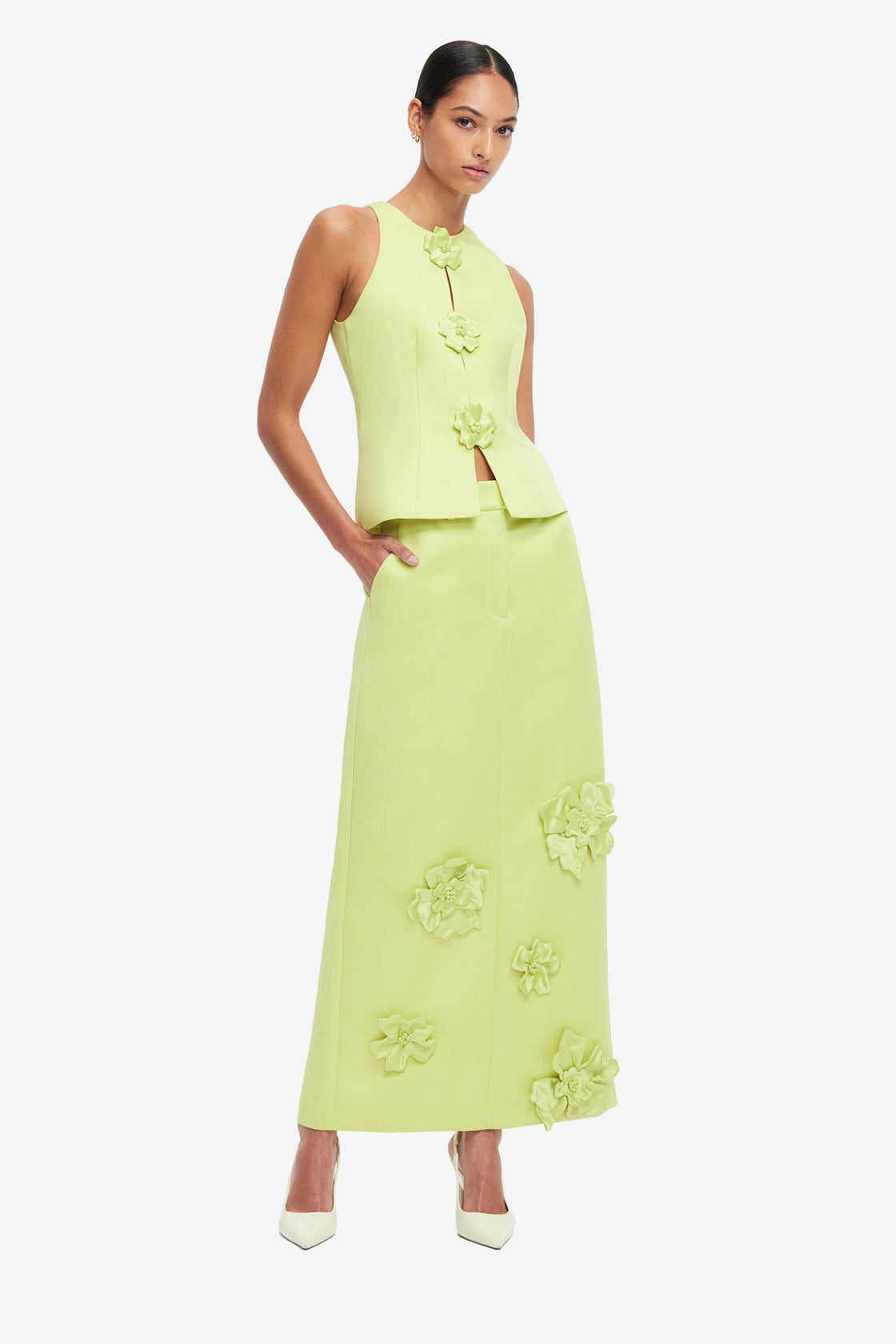 Exclusive LEO LIN Amelia Petal Top - Chartreuse