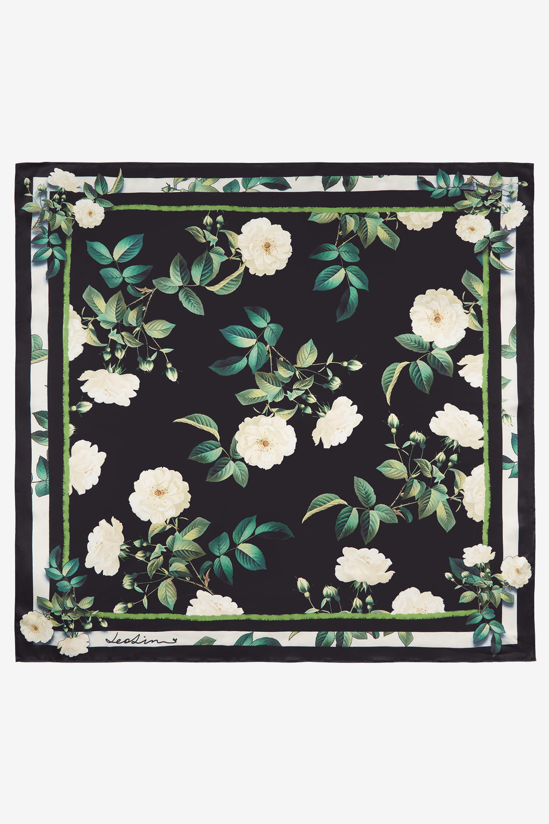 Exclusive LEO LIN Small Scarf - White Rose Print