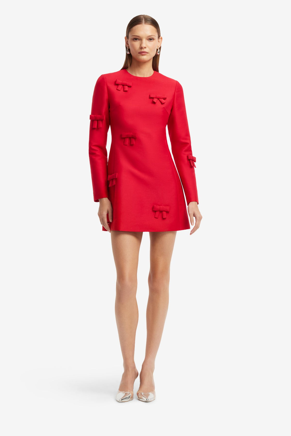 Aliza Bow Long Sleeve Mini Dress - Vermilion Dress Mini