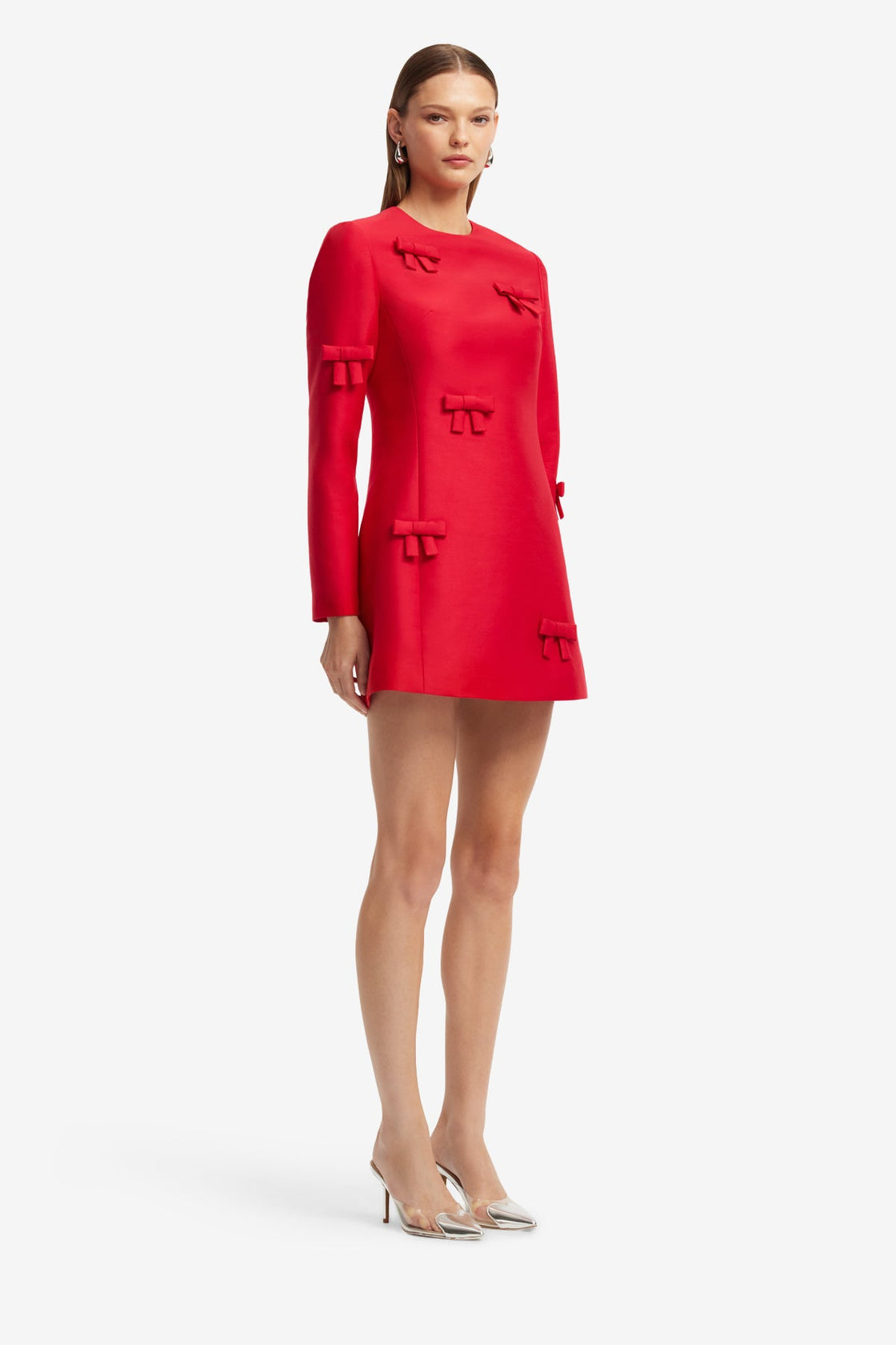 bow mini dress long sleeve Ever New Petite long sleeve bow back mini dress in ivory