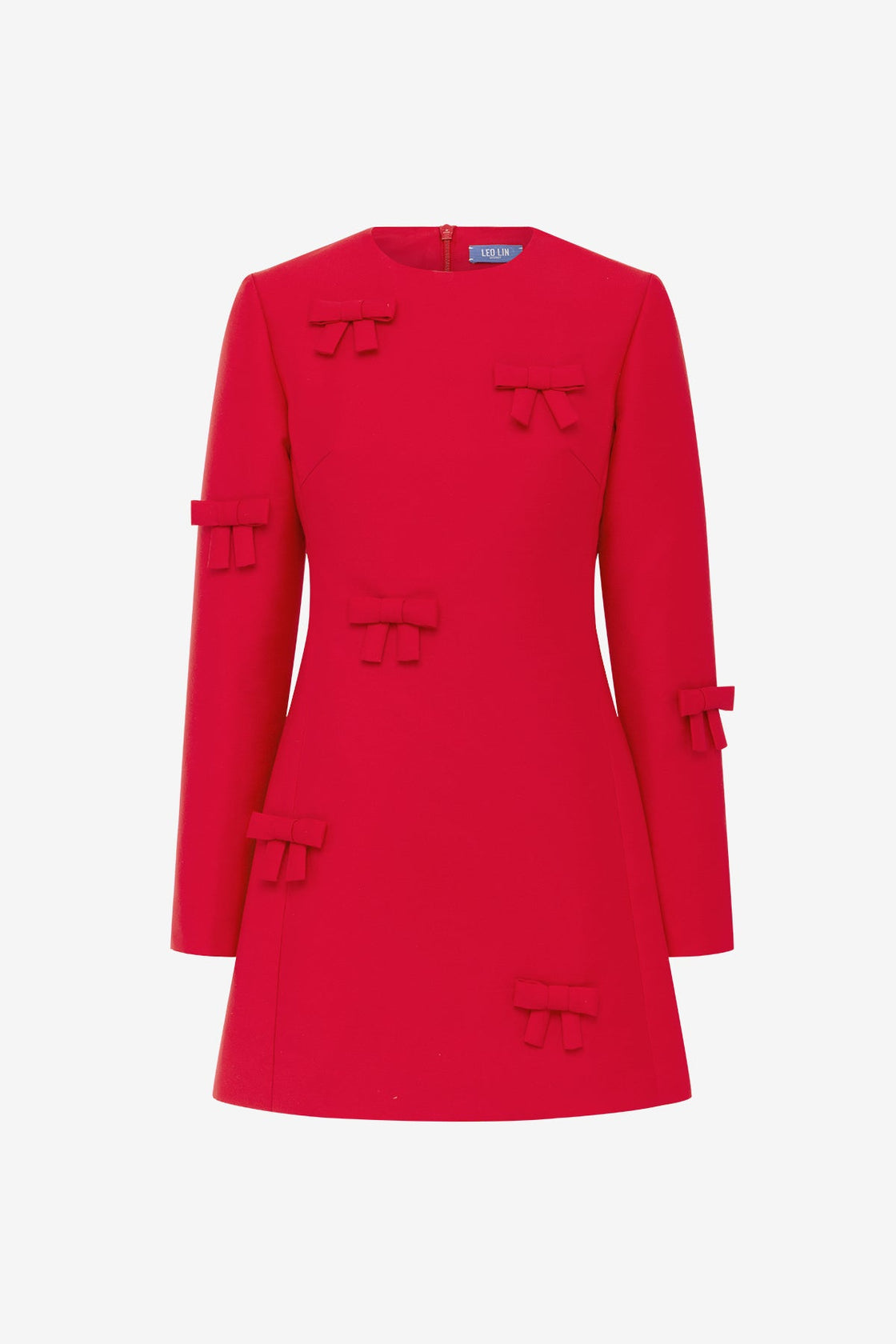 Aliza Bow Long Sleeve Mini Dress - Vermilion Dress Mini