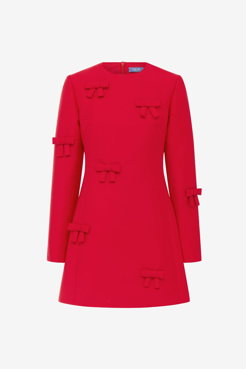 Aliza Bow Long Sleeve Mini Dress - Vermilion Dress Mini