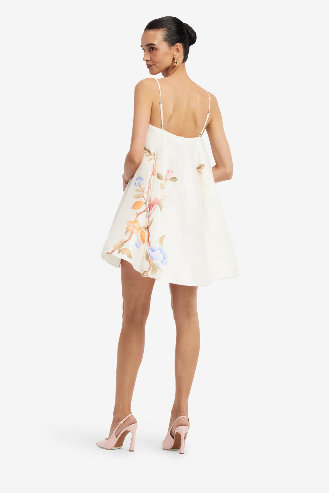 Caitlin Mini Dress - Lemon Vine Print in Snow Dress Mini
