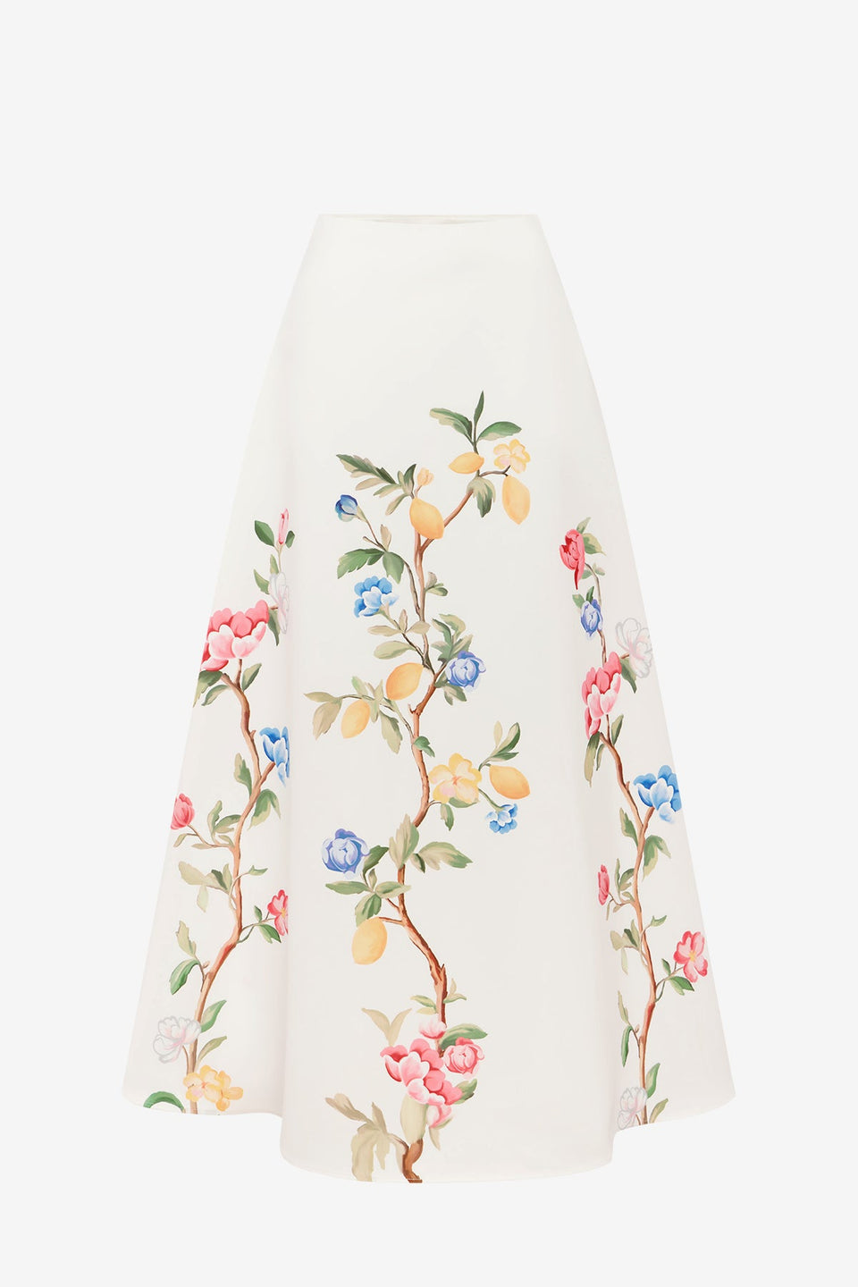 Exclusive LEO LIN Clara Maxi Skirt - Lemon Vine Print in Snow