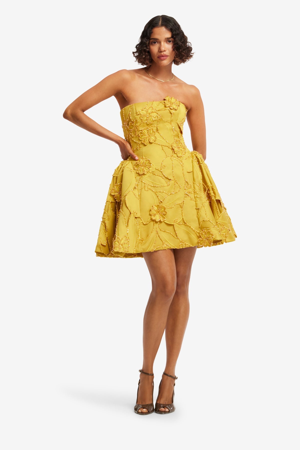 ワンピース ERADIE Printed Bustier Dress Yellow Lena Embellished Bustier Mini Dress - Opulence – LEO LIN