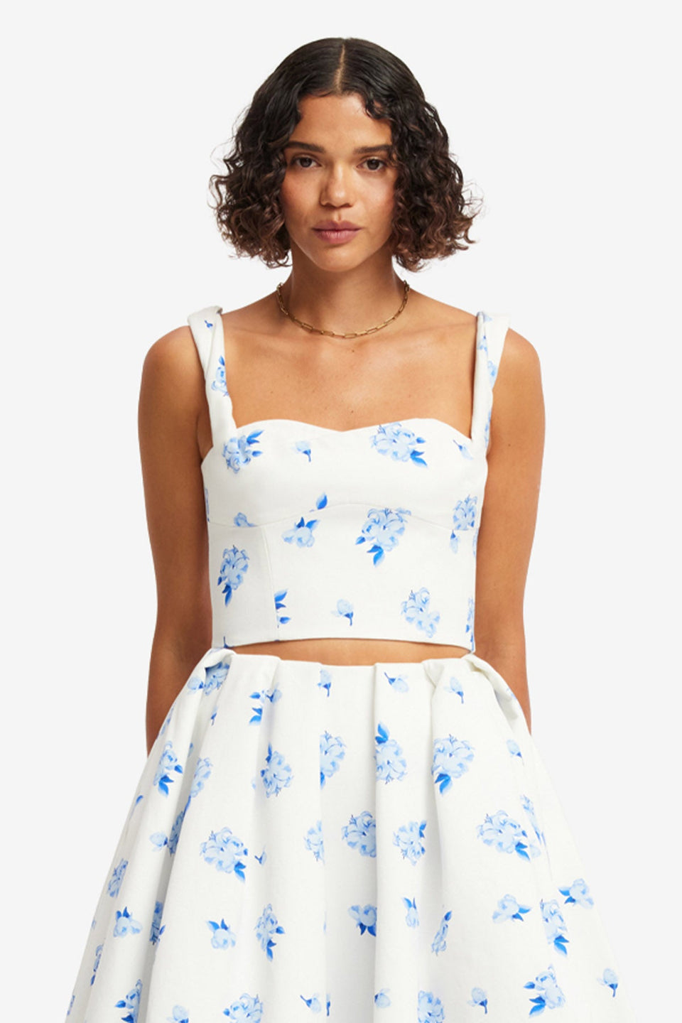 Lexi Top - Ditsy Floral Print in Snow Tops