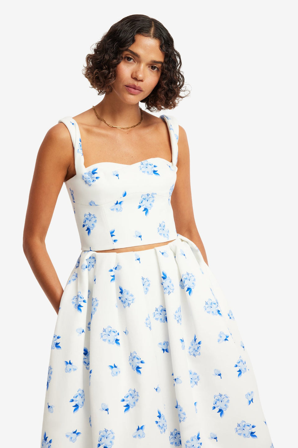 Lexi Top - Ditsy Floral Print in Snow Tops