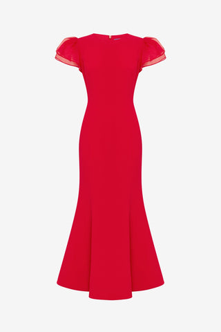 Sofia Puff Sleeve Maxi Dress - Vermilion Dress Maxi