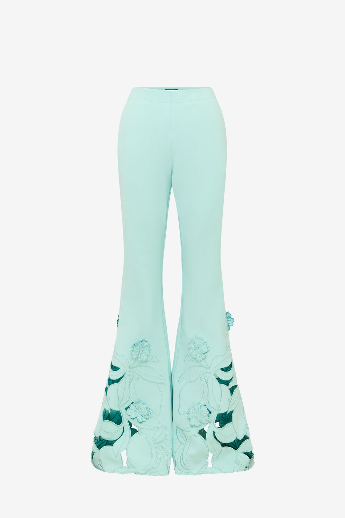 Vera Appliqué Flared Pants - Pale Turquoise Pants