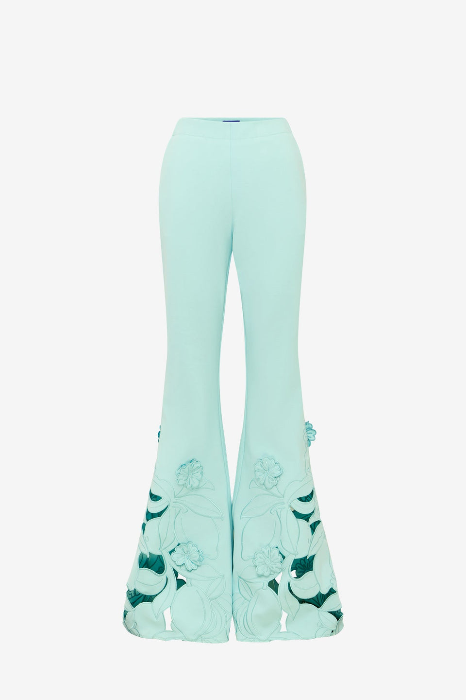 Vera Appliqué Flared Pants - Pale Turquoise Pants