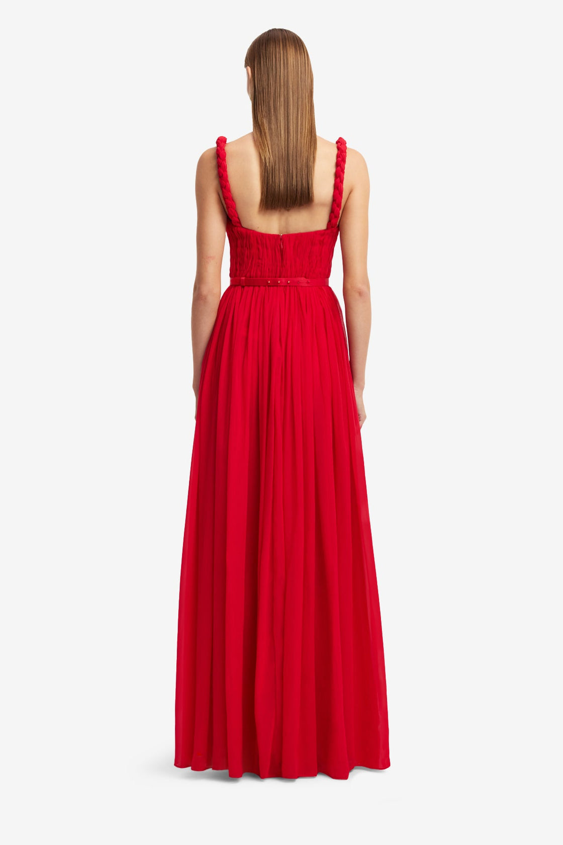 Angelina Ruffled Floor Length Dress - Vermilion Dress Maxi