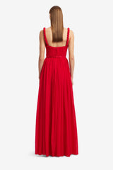Angelina Ruffled Floor Length Dress - Vermilion Dress Maxi