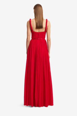 Angelina Ruffled Floor Length Dress - Vermilion Dress Maxi