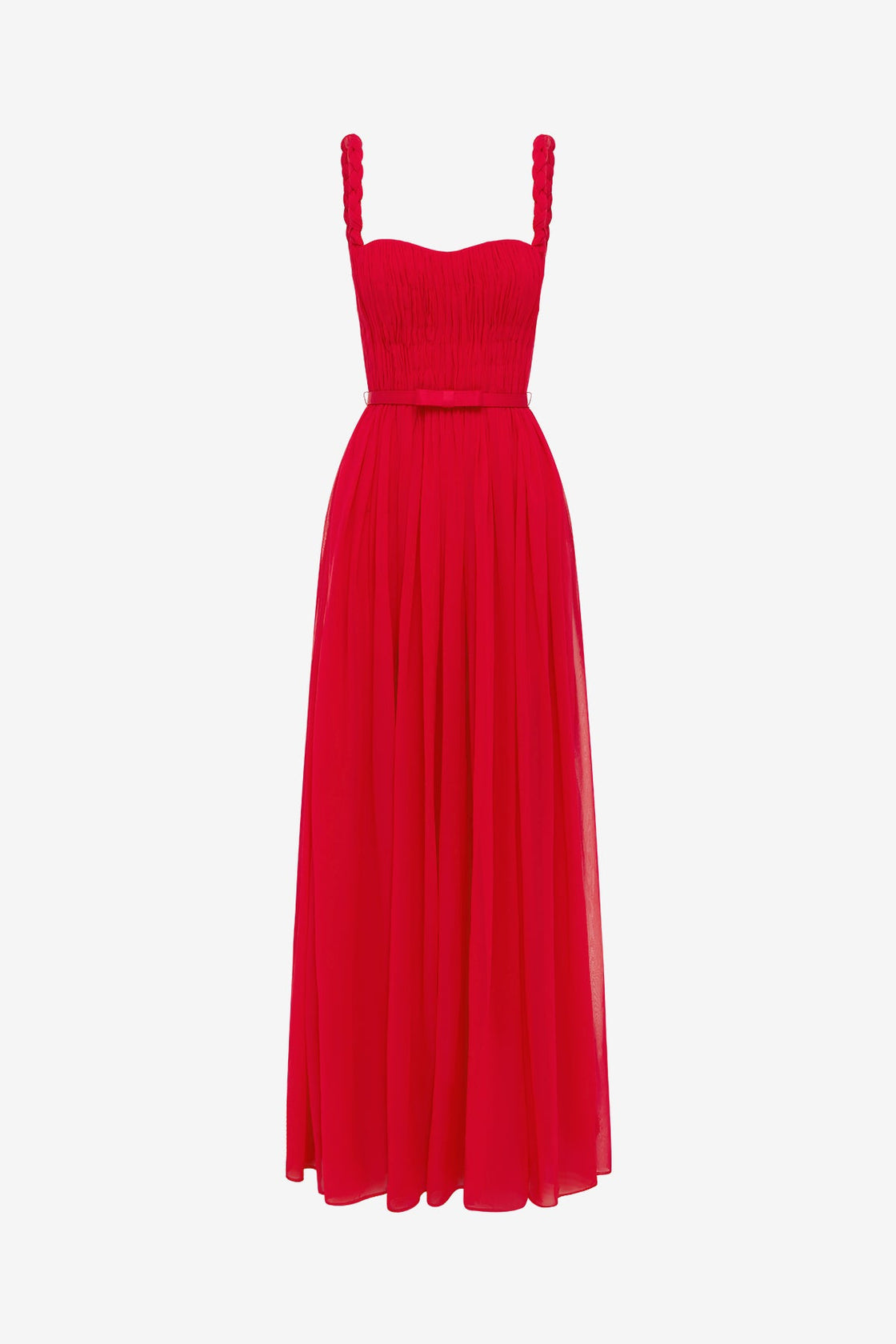 Angelina Ruffled Floor Length Dress - Vermilion Dress Maxi