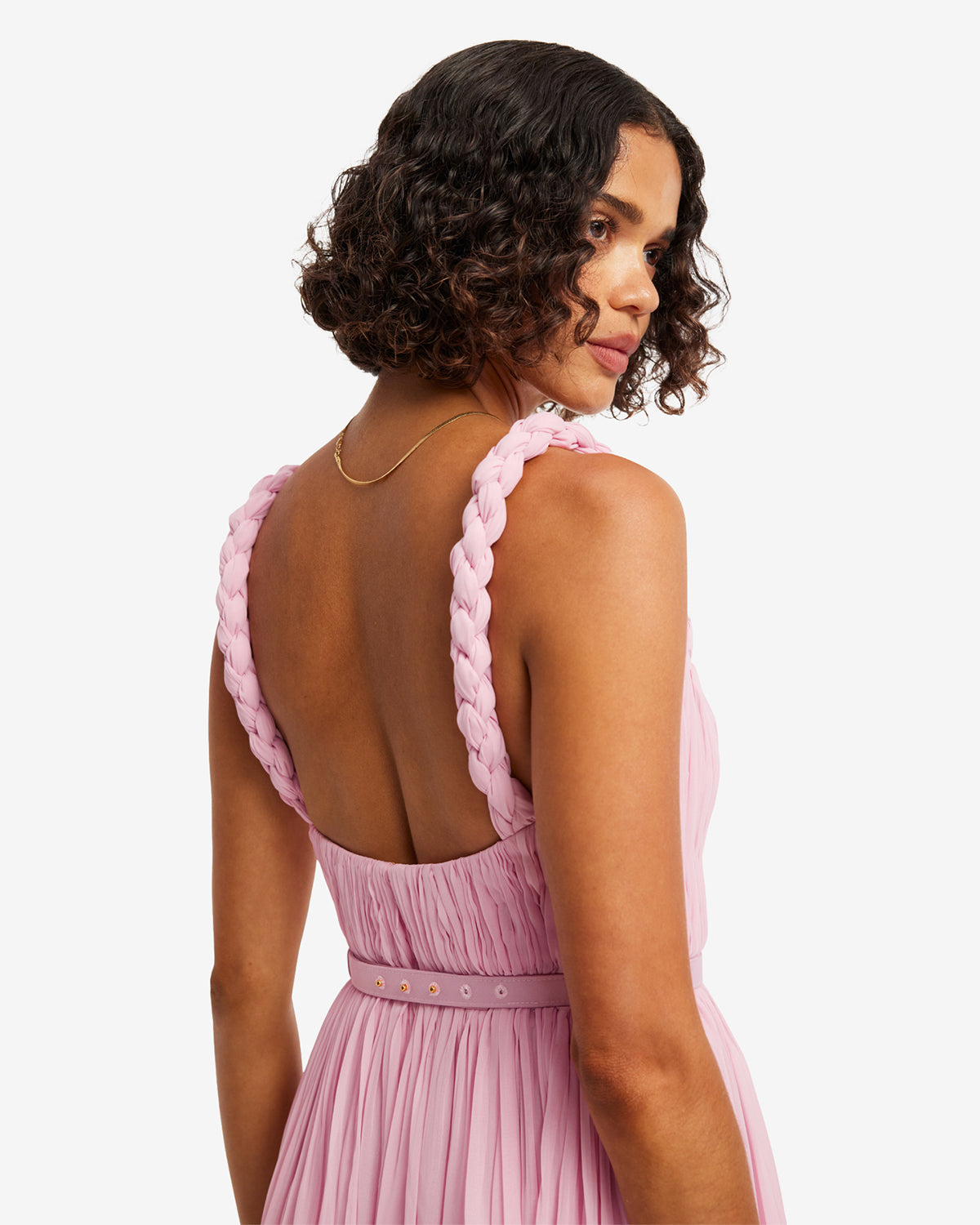 pink women's angel flowy dress Angelina Ruffled Floor Length Dress