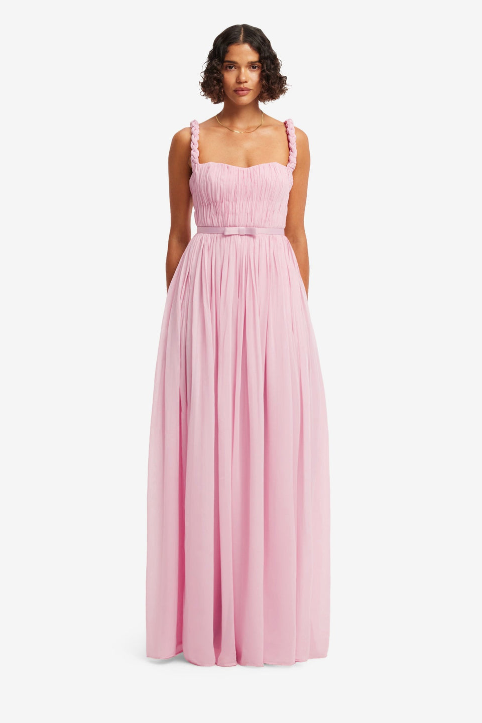 Exclusive LEO LIN Angelina Ruffled Floor Length Dress - Pastel Pink