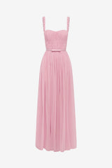 Angelina Ruffled Floor Length Dress - Pastel Pink Dress Maxi