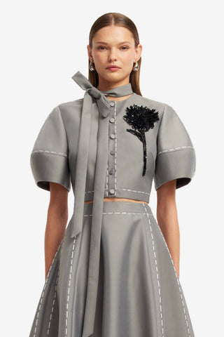 Molly Puff Sleeve Top - Steel Blouse/Shirts