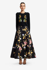 Elina Maxi Skirt - Lemon Vine Print in Ebony Skirts