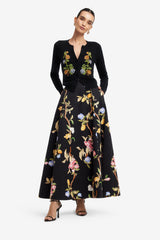 Elina Maxi Skirt - Lemon Vine Print in Ebony Skirts