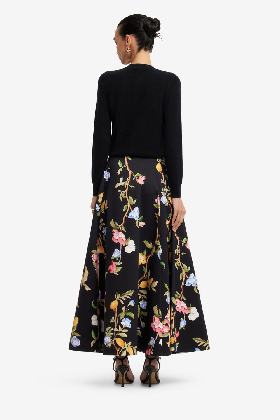 Elina Maxi Skirt - Lemon Vine Print in Ebony Skirts