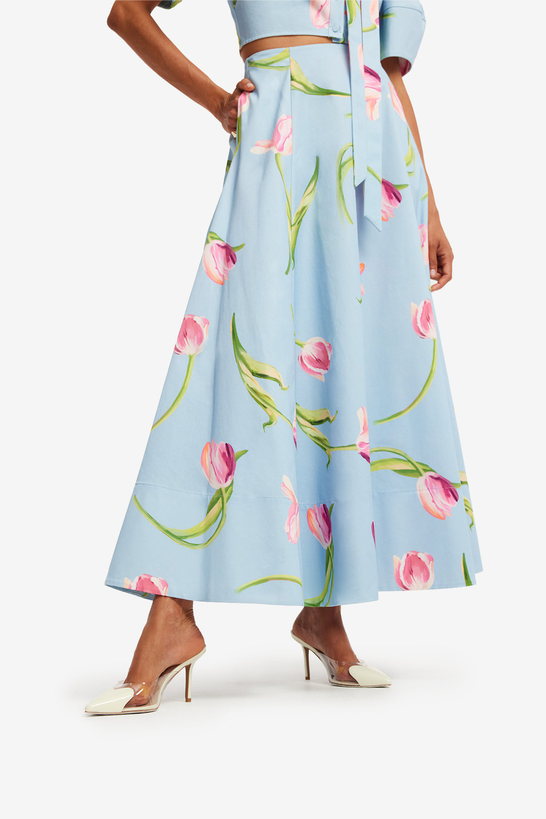 Elina Maxi Skirt - Tulip Print in Blue Skirts