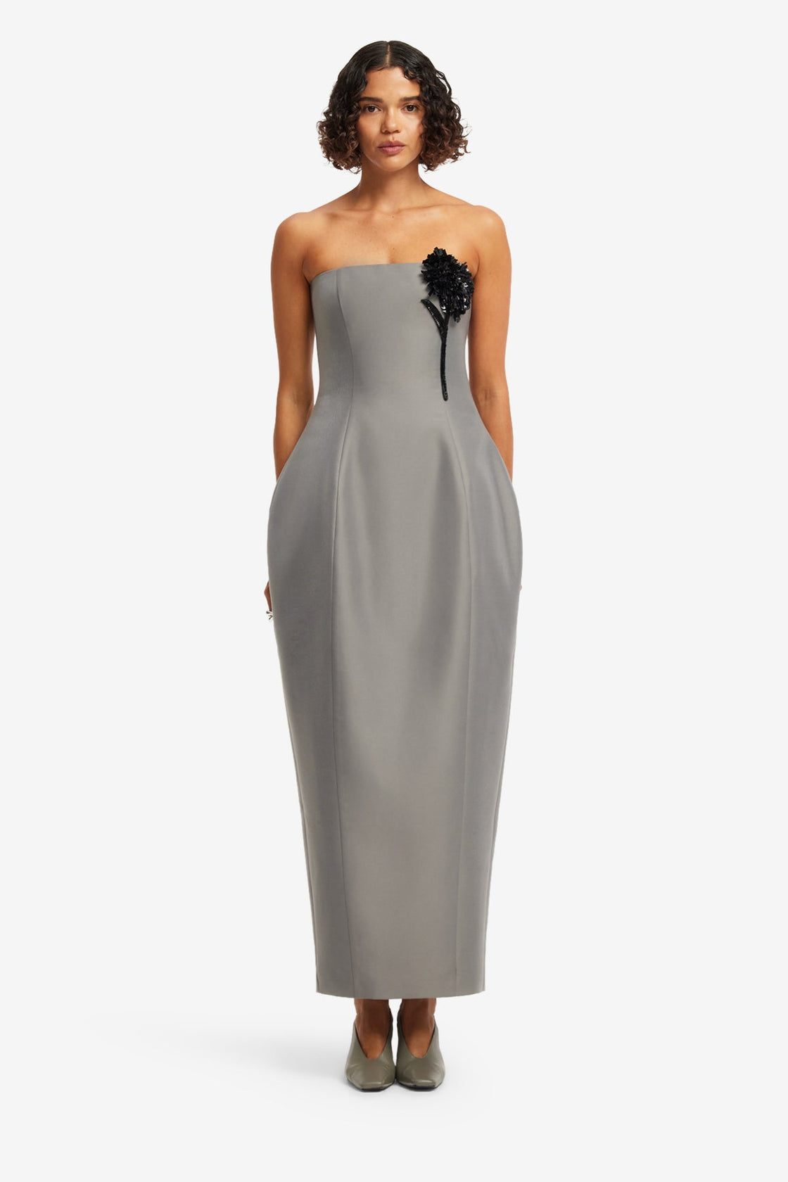 Jessica Cocoon Bustier Maxi Dress - Steel Dress Maxi