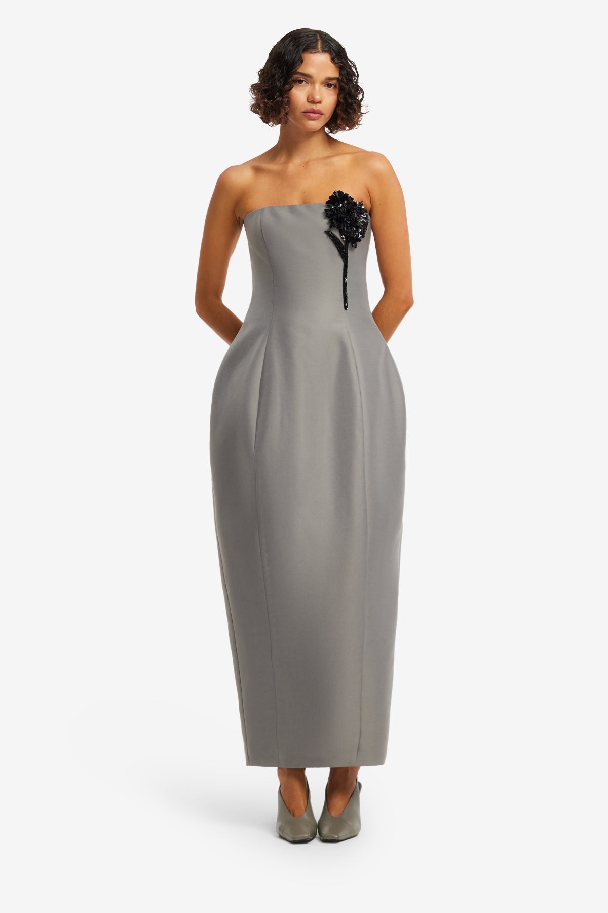 Jessica Cocoon Bustier Maxi Dress - Steel – LEO LIN
