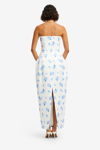 Jessica Cocoon Bustier Maxi Dress - Ditsy Floral Print in Snow Dress Maxi