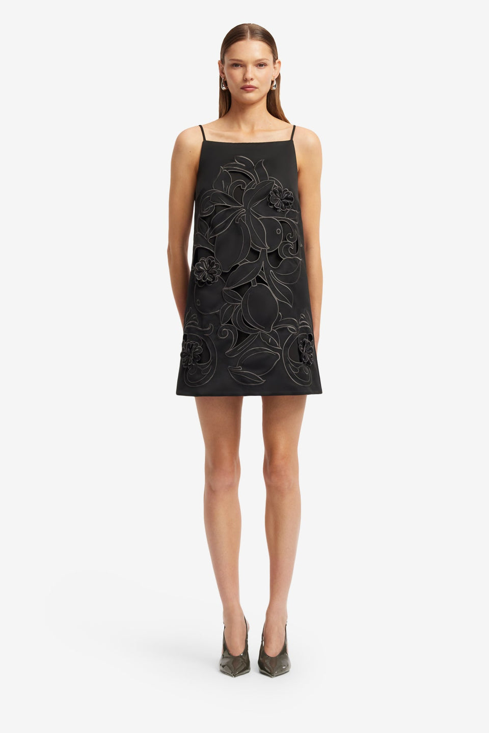 Leia Appliqué Mini Dress - Ebony Dress Mini