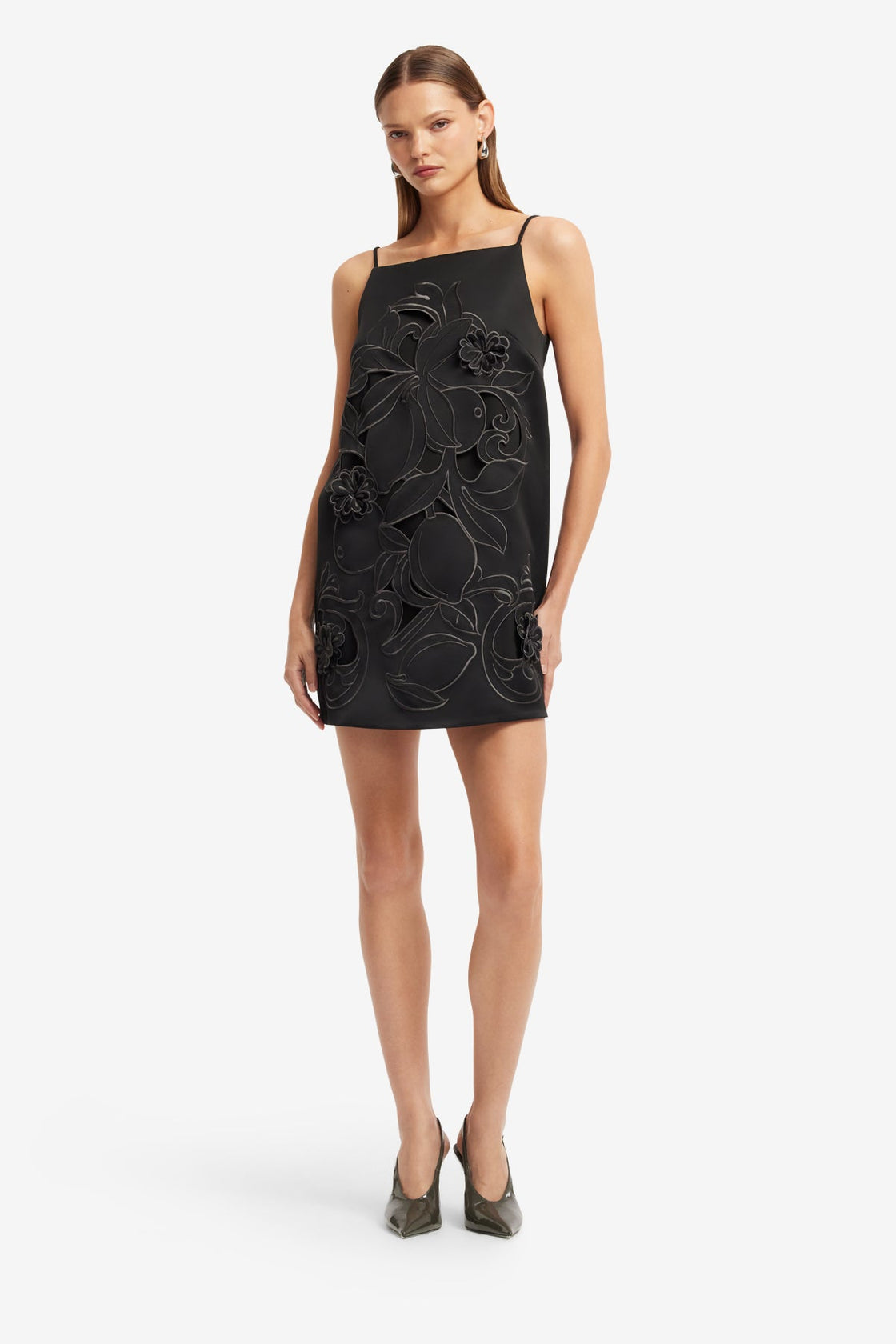 Leia Appliqué Mini Dress - Ebony Dress Mini
