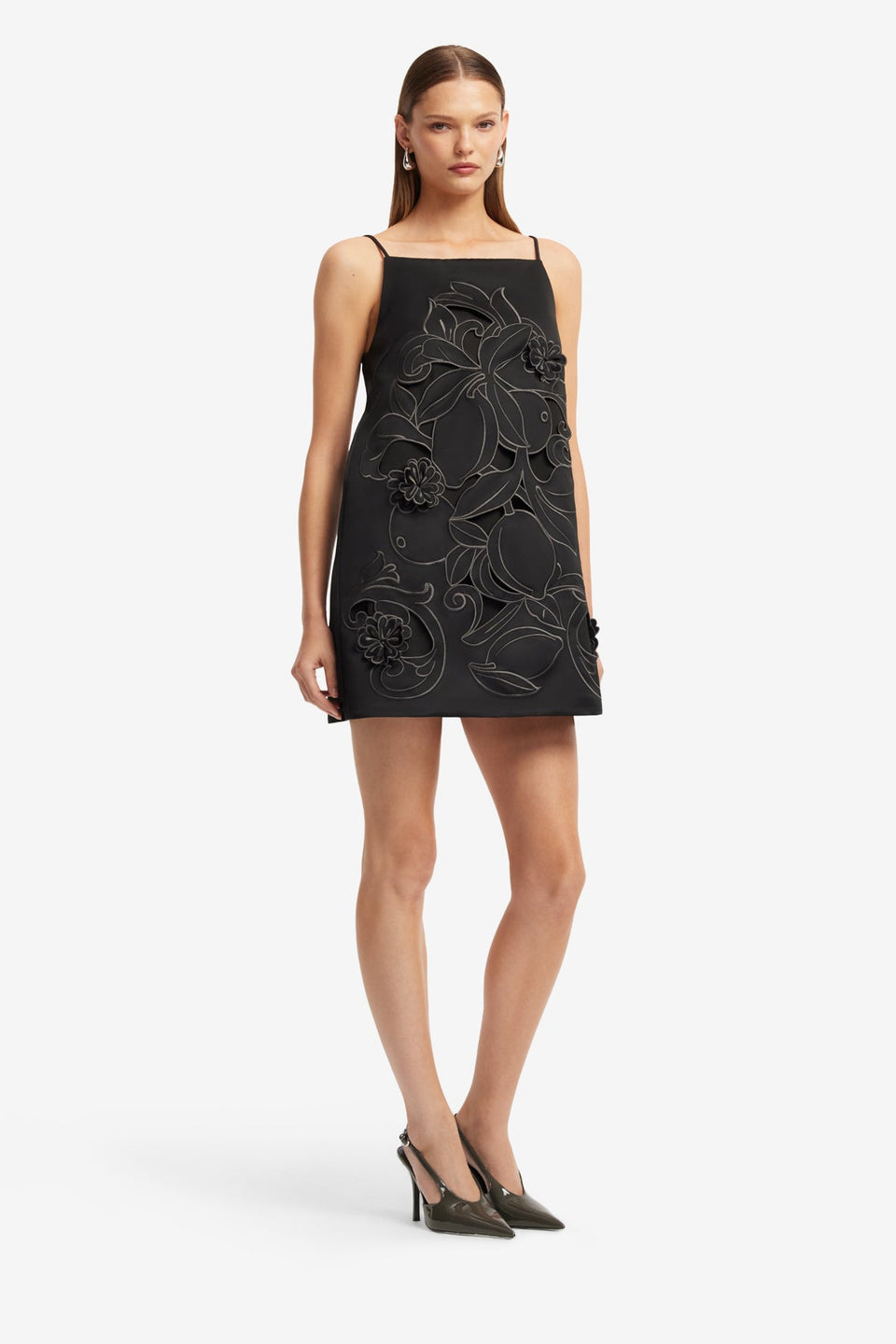 Leia Appliqué Mini Dress - Ebony Dress Mini