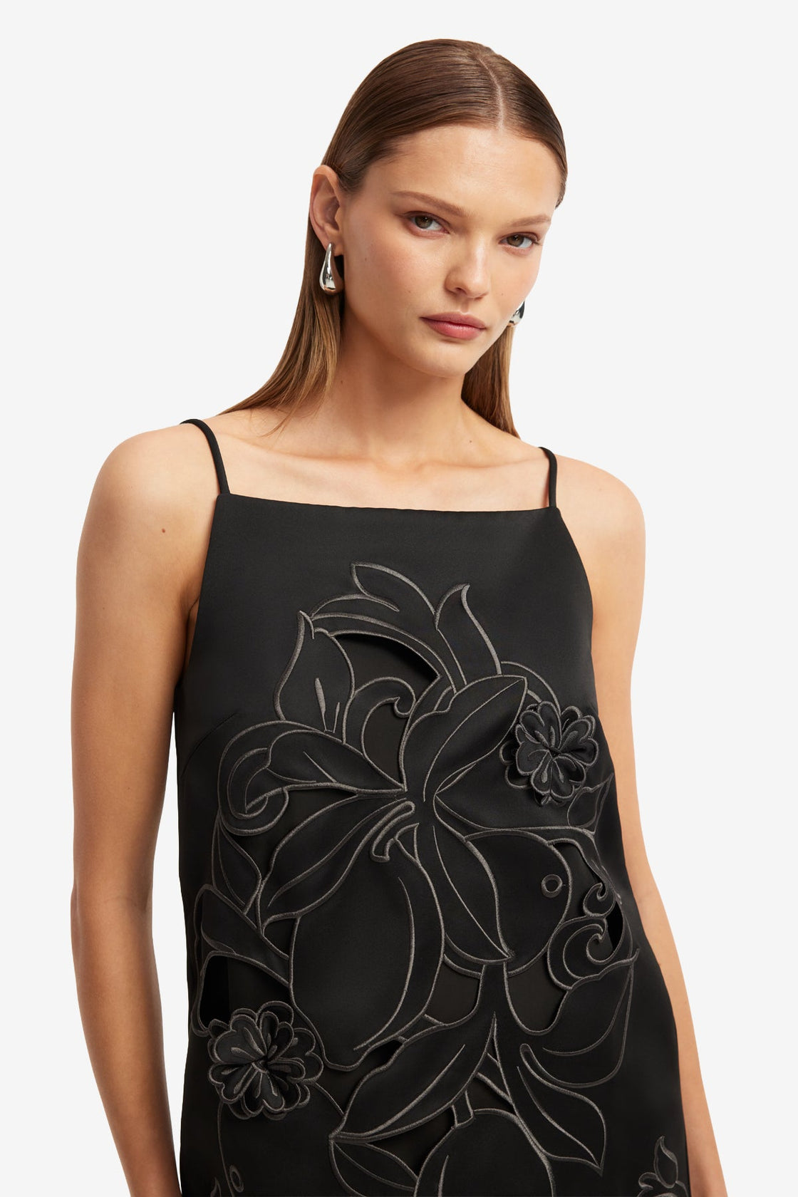 Leia Appliqué Mini Dress - Ebony Dress Mini