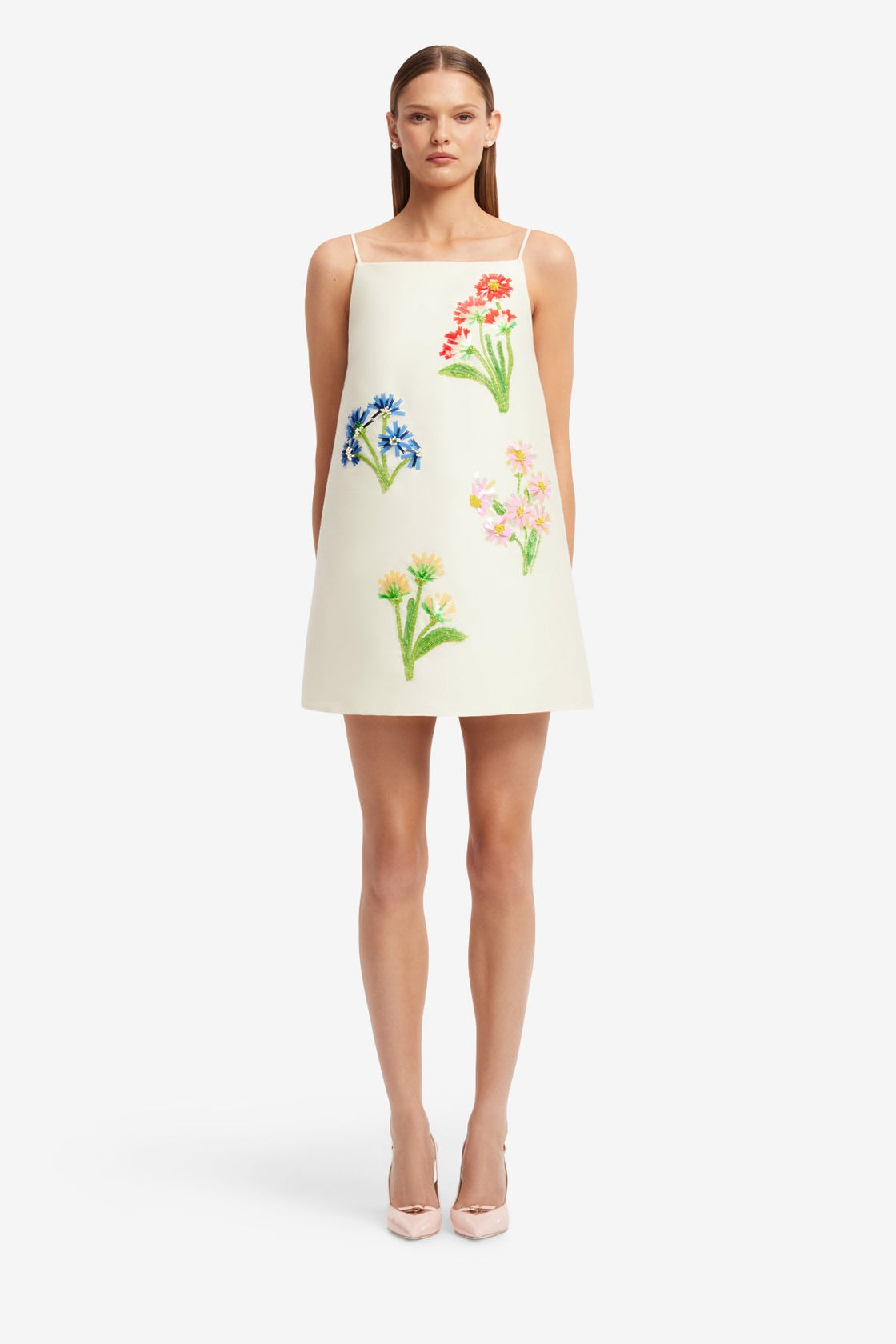 leo lin white mini dress LEO LIN The Fields Embroidered Bustier Mini Dress White/Floral Size 14