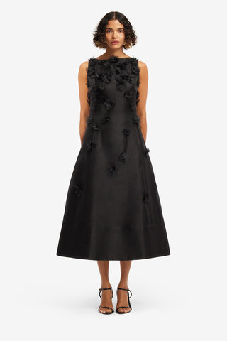 Cleo Petal Sleeveless Midi Dress - Ebony Dress Midi