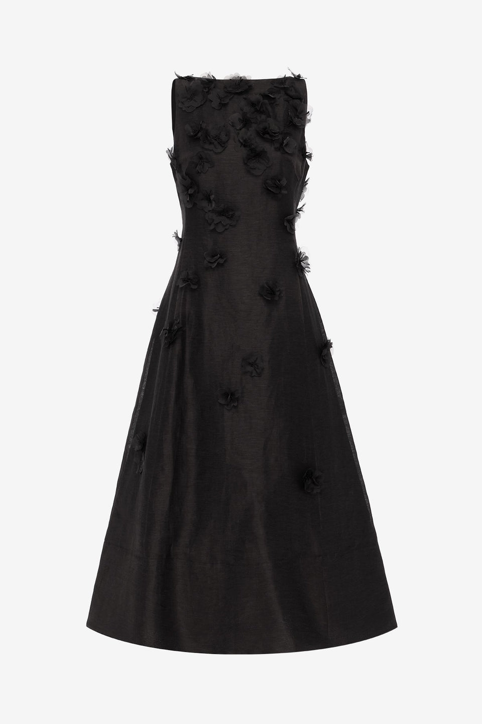 Cleo Petal Sleeveless Midi Dress - Ebony Dress Midi