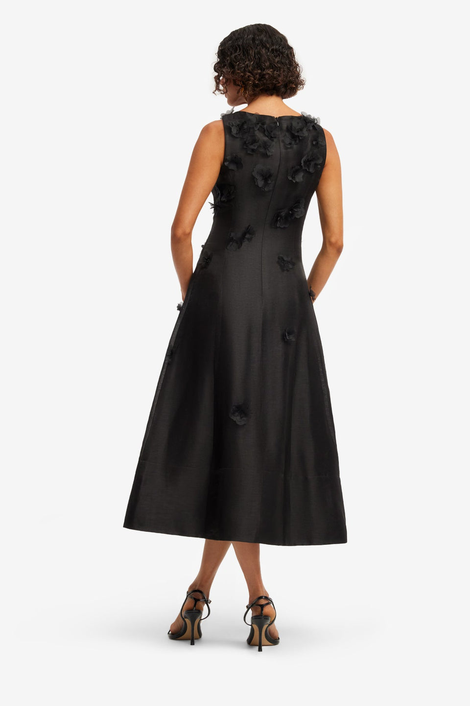 Cleo Petal Sleeveless Midi Dress - Ebony Dress Midi