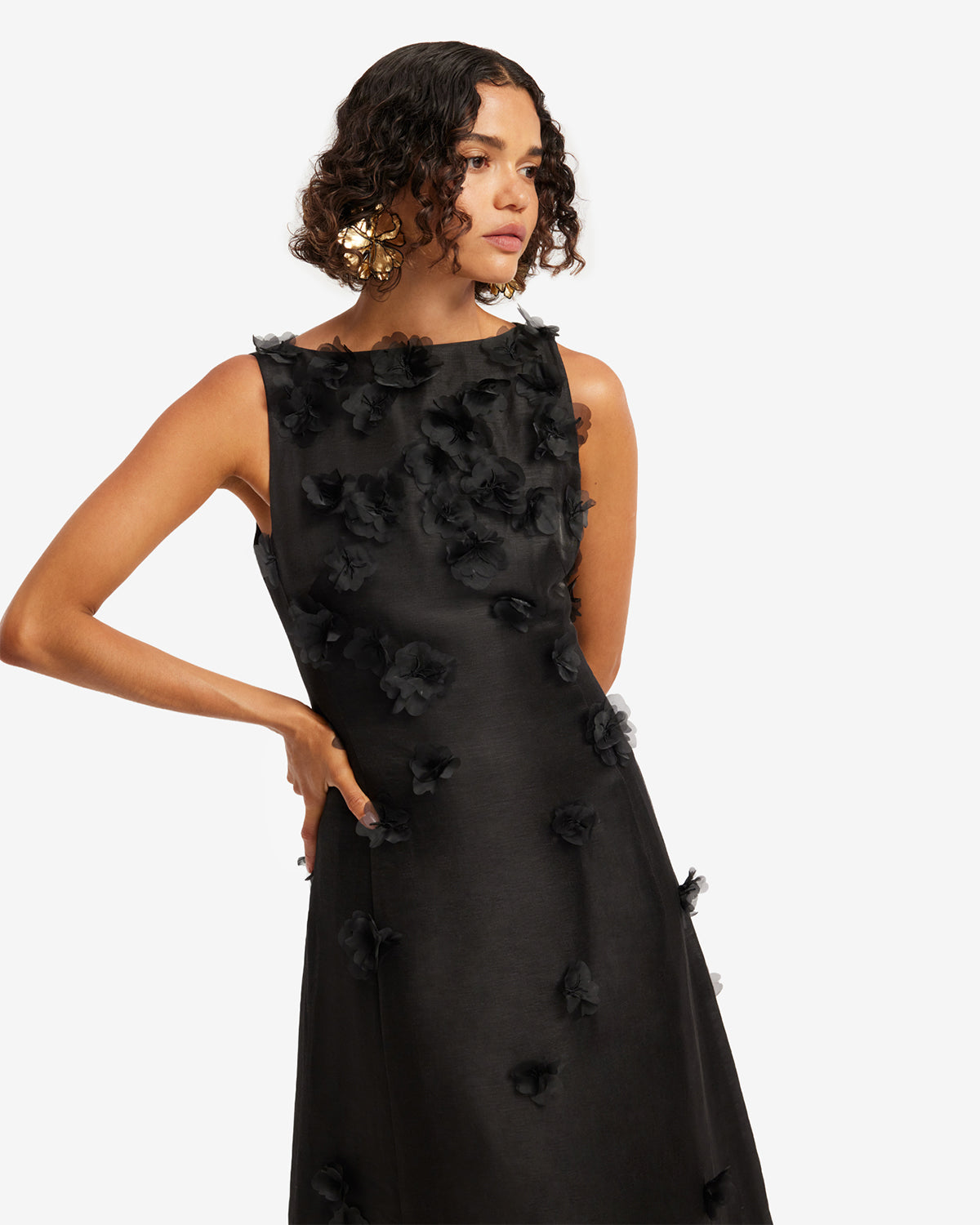 leo lin cleo dress Vanilla Cleo Applique Sleeveless Midi Dress