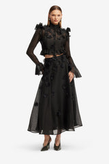 Maeve Petal Butterfly Long Sleeve Top - Ebony Tops